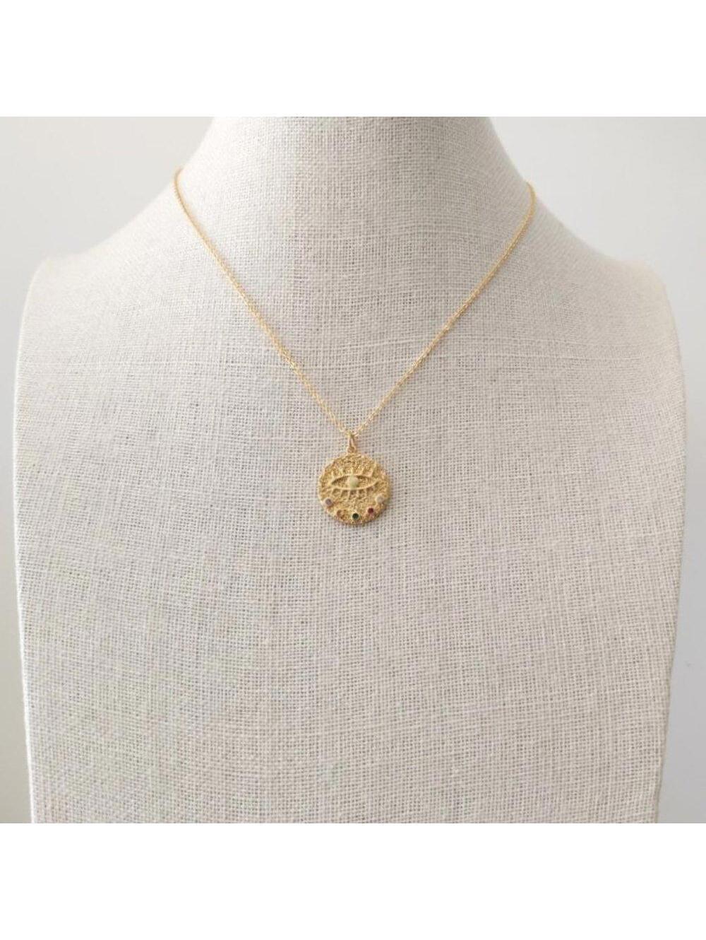Anthropologie Evil Eye Talisman Medallion Necklace - Picture 5 of 5
